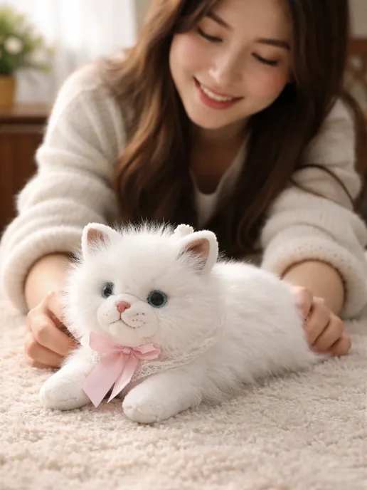 Мягкая игрушка кот кошка, белый, фото 8