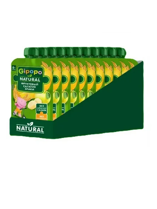 GIPOPO Пюре детское Фруктовый салатик, 90 гр, 12 шт, 90 г, 12 шт
