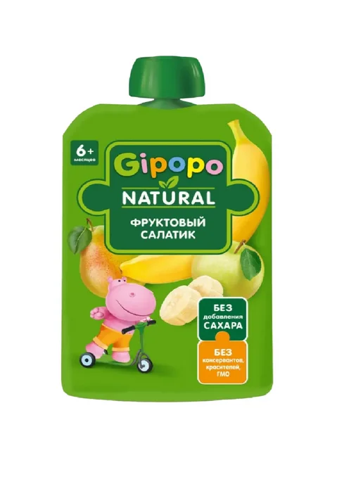 GIPOPO Пюре детское Фруктовый салатик, 90 гр, 12 шт, 90 г, 12 шт, фото 2