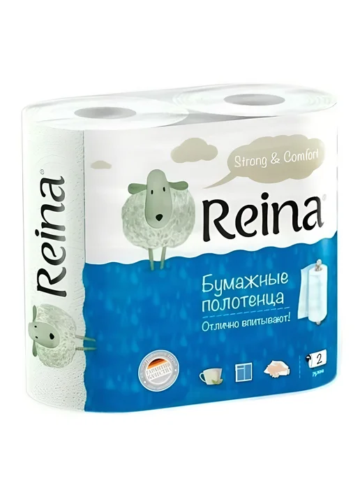 Бумажные Полотенца Reina 2 Слоя, упаковка 2 Рулона, белый