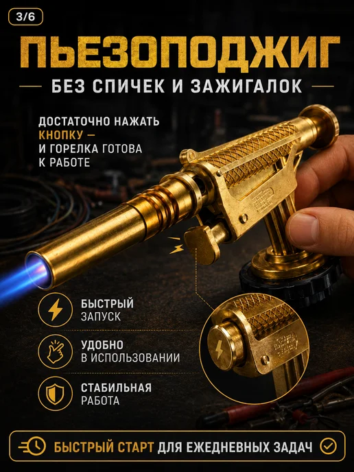 Паяльная газовая горелка с пьезоподжигом с флюсом, вариант, фото 3