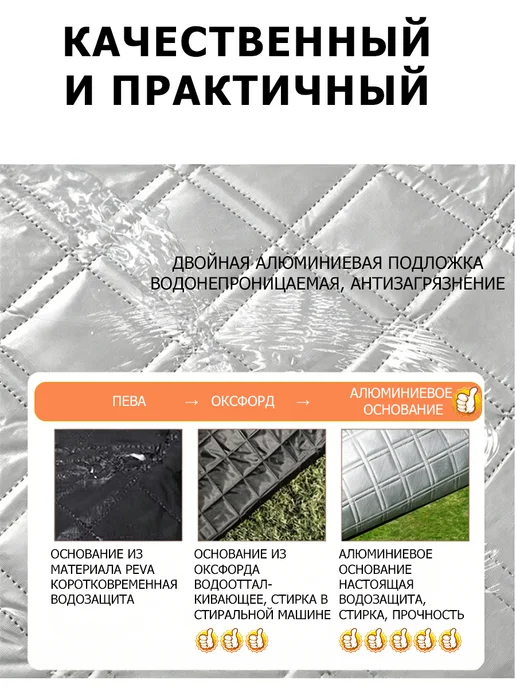 Пляжный коврик для пикника и отдыха складной, 200х200см, 200x200 см, фото 4