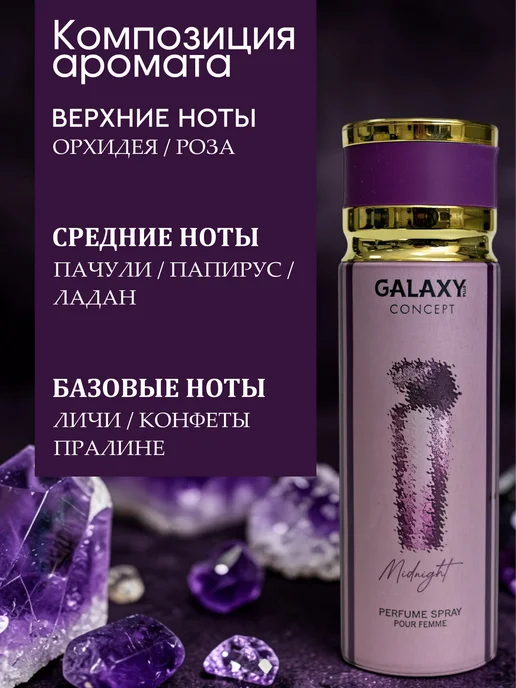 GALAXY PLUS CONCEPT Парфюмированный дезодорант спрей женский GALAXY MIDNIGHT 200…, черный, фото 2
