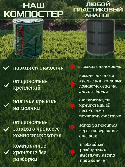 Дом с мечтой Компостер садовый с ручками 130 литров, 500 л, фото 3