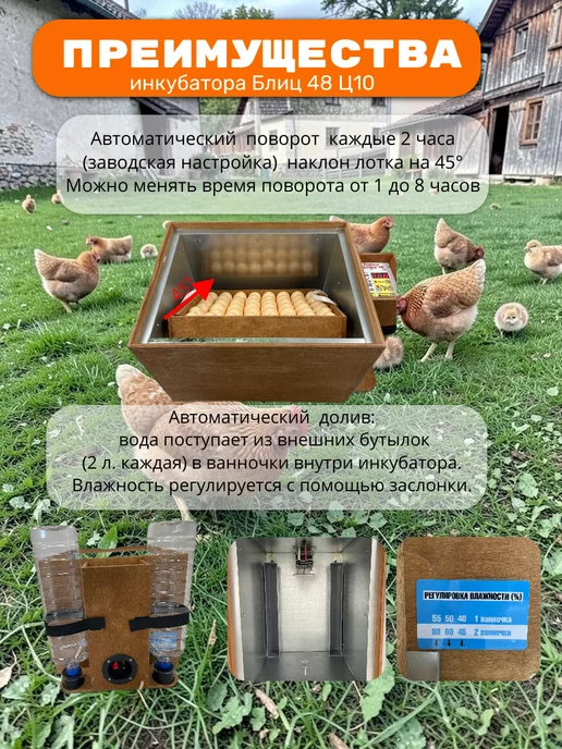 Производитель Блиц Норма Инкубатор для яиц цифровой автоматический 48, коричневый, фото 3