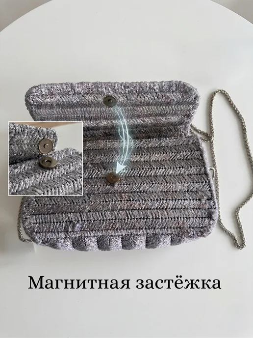 ShoghaHas Сумка клатч вязаная, серый, фото 3