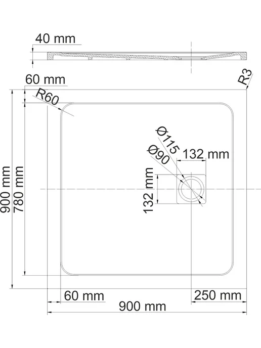 WasserKRAFT Поддон для душа Neime 19T03 90x90, 90x90, фото 2