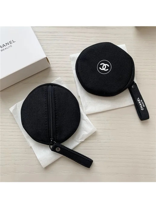 Косметичка Chanel черная круглая, черный, фото 2