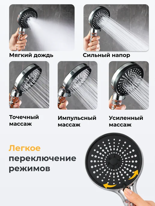 DYULA Лейка для душа со шлангом 8 режимов, вариант, фото 5