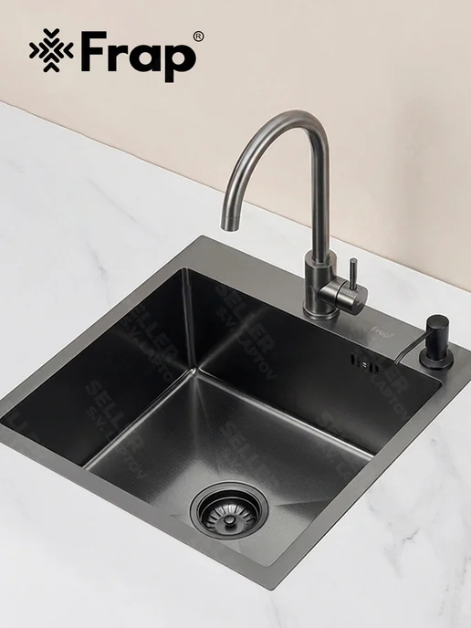 FRAP Мойка для кухни раковина кухонная нержавеющая сталь FS5050-9, серый