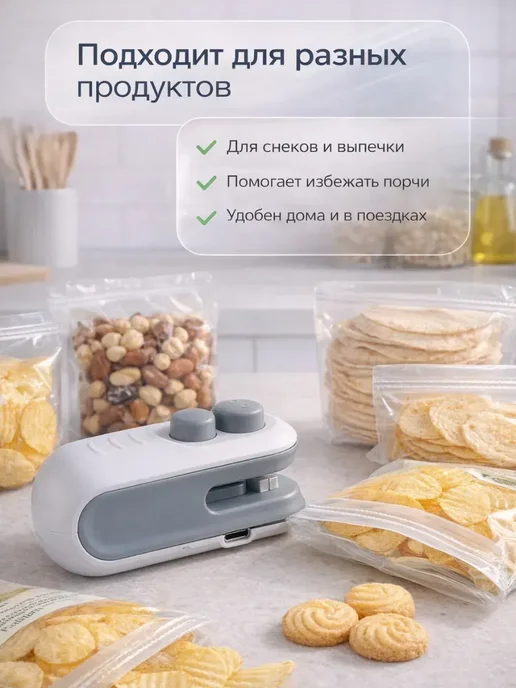 Ариш Мини герметизатор упаковки USB ручной, синий, фото 3