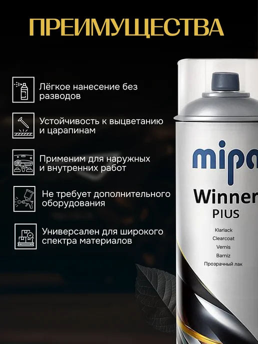 Лак авто глянцевый 600 мл Mipa WINNER Acryl-Klarlack, 600 мл, фото 2
