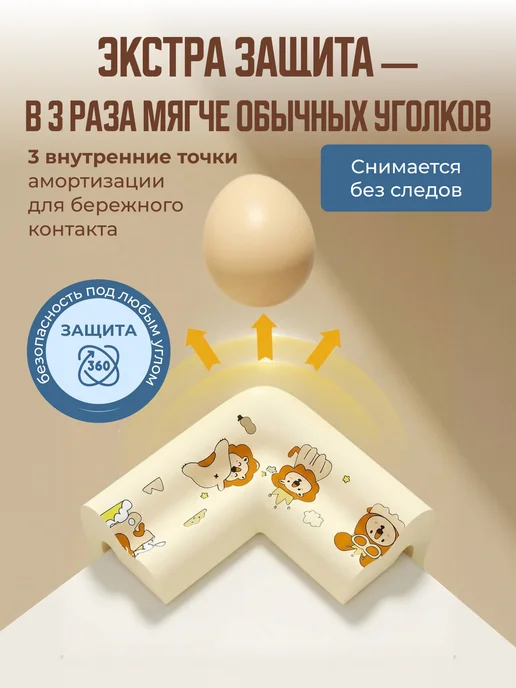 Защитная лента накладка мягкая для углов мебели от детей беж, вариант, фото 4
