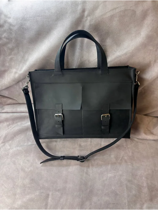 Shapely bags Портфель кожаный для документов А4, черный, фото 4