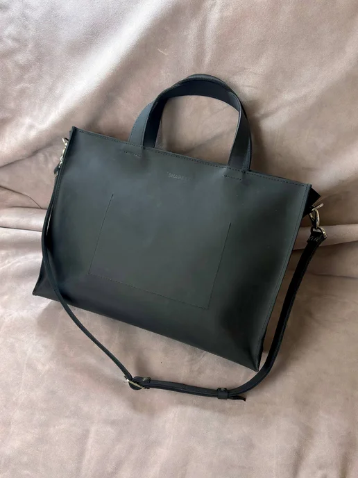 Shapely bags Портфель кожаный для документов А4, черный, фото 6