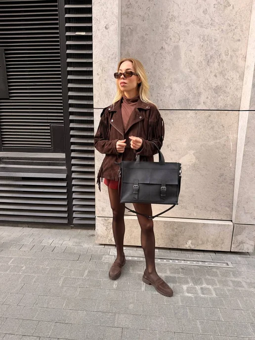 Shapely bags Портфель кожаный для документов А4, черный, фото 8