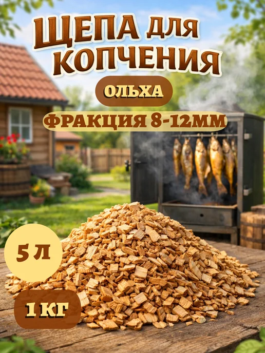 Щепа для копчения, ольха 1кг, 1 кг
