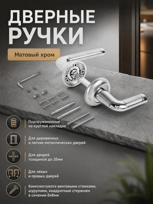 СТАНДАРТ Комплект ручек P28 SN CP мат.никель хром квадрат 105 мм, вариант