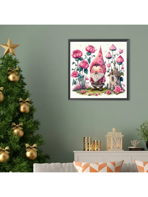 5D алмазная мозаика гном, 35х35 см, для декора, хобби, 35x35 см, фото 2