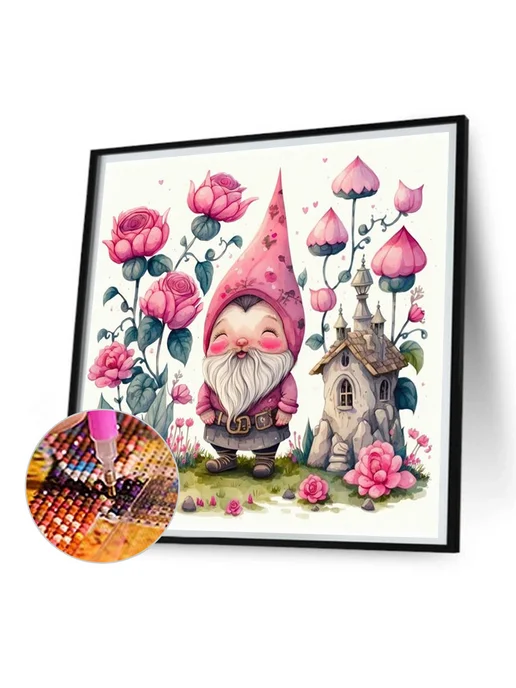 5D алмазная мозаика гном, 35х35 см, для декора, хобби, 35x35 см, фото 3