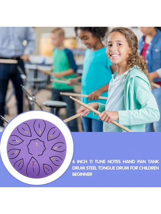 Музинструмент Steel Tongue Drum 6 дюймов для новичков, фиоле, вариант, фото 3