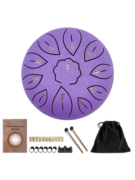 Музинструмент Steel Tongue Drum 6 дюймов для новичков, фиоле, вариант, фото 6