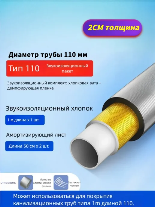 Звукоизоляционный материал для водопроводных труб, вариант