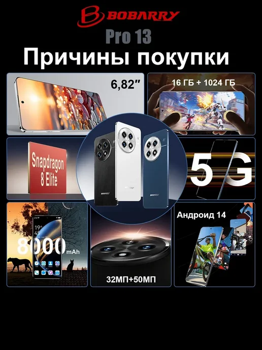 Смартфон Bobarry 8000 32/1024 ГБ, белый, фото 3