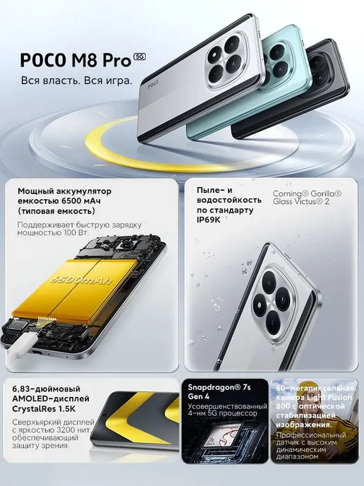 Смартфон Xiaomi Poco M8 Pro 12/512 ГБ, зеленый, фото 2