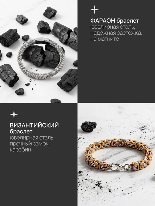 JewelryMeverly Браслет цепочка на руку из нержавеющей стали набор 2шт, 2 шт, фото 3