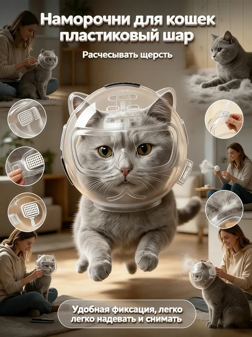 Намордник для кошек пластиковый Шар, белый