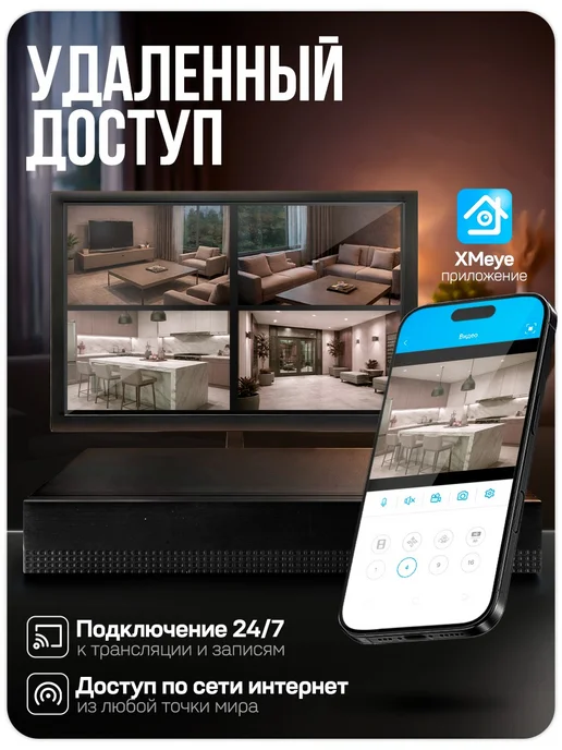 Ps-Link Комплект видеонаблюдения с микрофоном для пвз 2Мп A204IPPOE, черный, фото 8