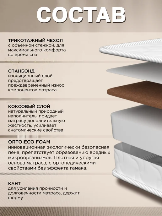 COMFY SON Ортопедический детский матрас 160*80 см, 180x80 см, фото 2