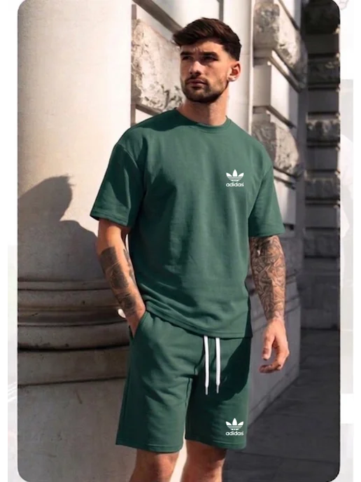DOLA FASHION Костюм мужской домашний с футболкой и шортами летний, зеленый, фото 2