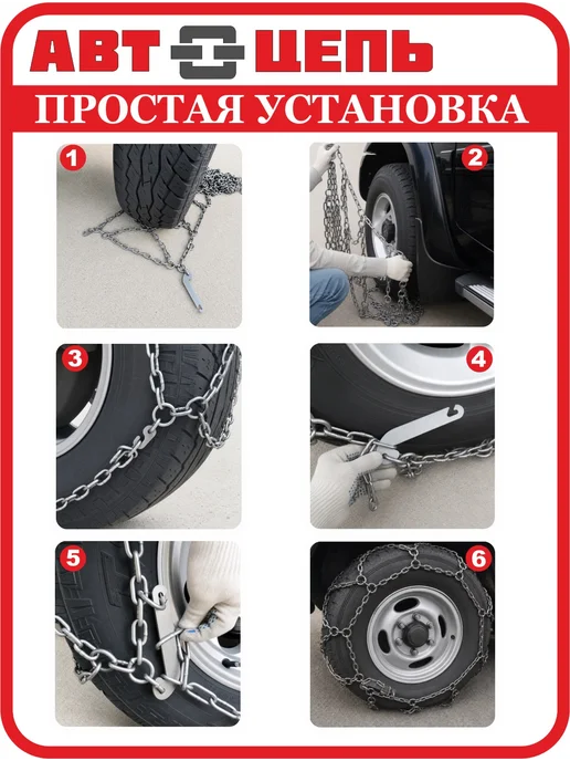Автоцепь 35 12.5 Цепи противоскольжения "лесенка" 6мм (компл-2шт), 2 шт, фото 4