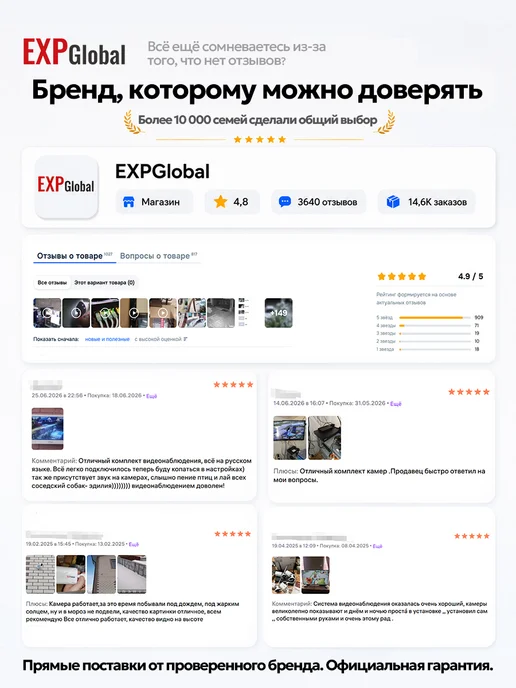 EXPGlobal Комплект видеонаблюдения уличный 8МП IP POE 2 камеры, белый, фото 2