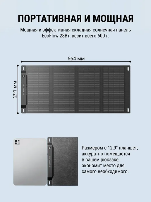 EcoFlow Солнечная панель складная 28 Вт, 28 Вт, фото 2