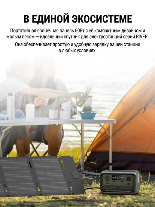 EcoFlow 60Вт с USB-C солнечная панель складная, 60 Вт, фото 4