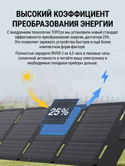 EcoFlow 60Вт с USB-C солнечная панель складная, 60 Вт, фото 6