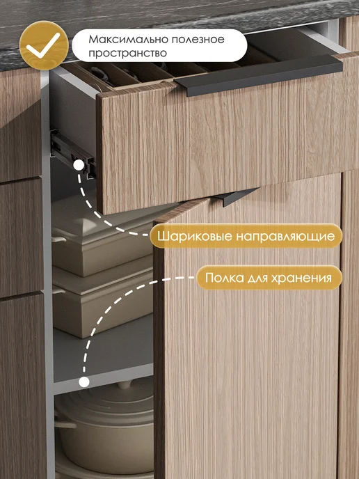 ИНТЕРЬЕР ЦЕНТРис Кухонный гарнитур София модуль с ящиками ШН1Я 400 дуб, коричневый, фото 2