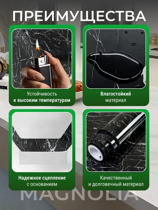 Самоклеящаяся пленка для мебели и стен 2 рулона, черный, фото 2
