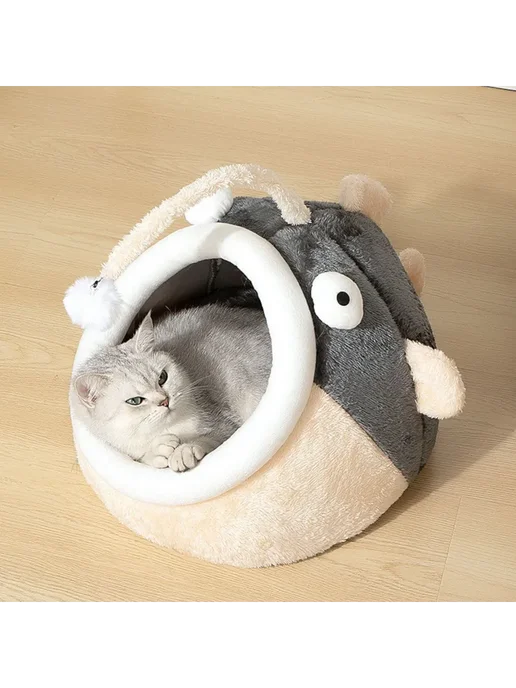 Домик лежанка для кошки Рыба с игрушкой 400*400*300, 400x400x300, фото 3