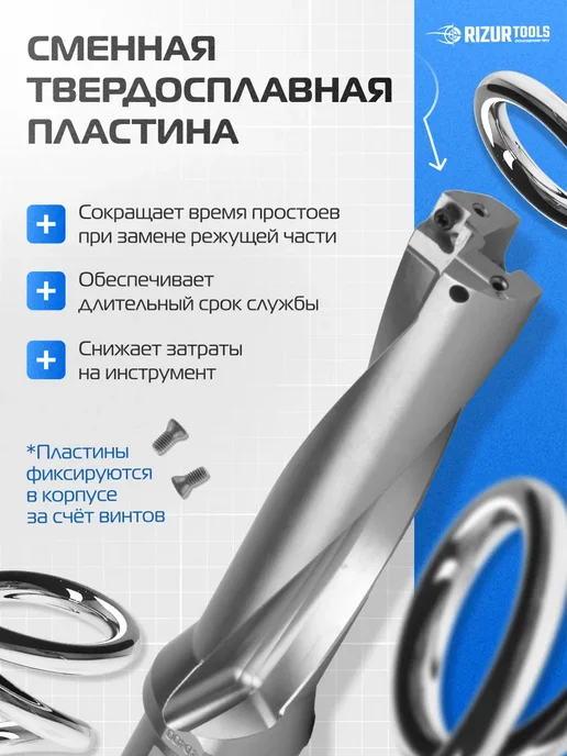 RIZURTOOLS Сверло со сменными пластинами C20-2D14-31SP05, серый, фото 2