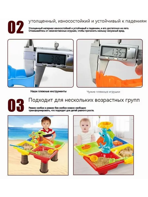 Песочница детская пластиковая 45x45x35 см, 45x45x35 см, фото 7
