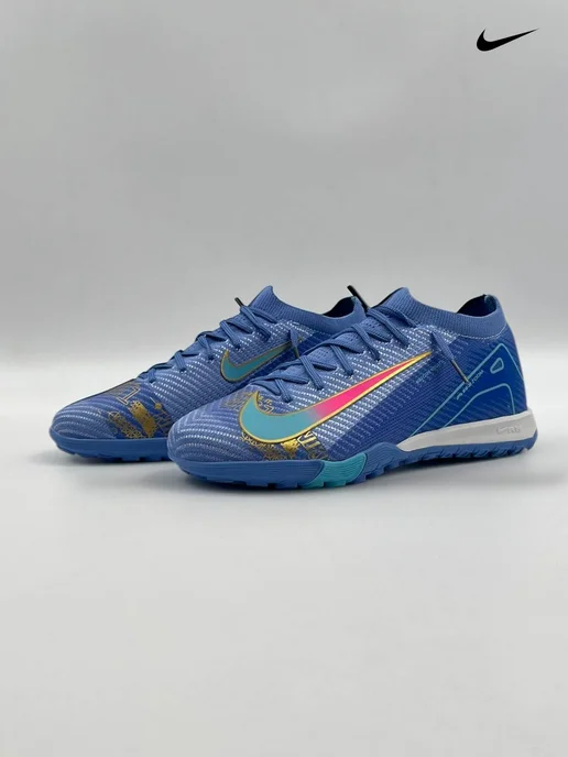 Детские футбольные сороконожки Nike Mercurial Air Zoom, синий, фото 2