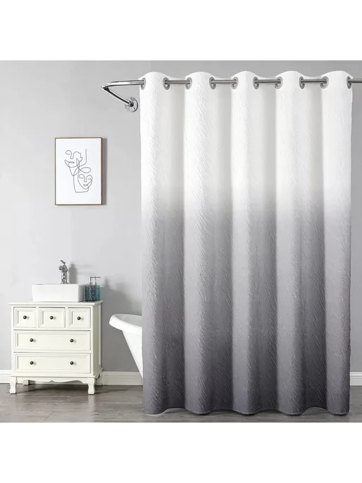 Ganzer Штора для ванной комнаты (ДВУХСЛОЙНАЯ) 180*200 (бело+серый), 180x200