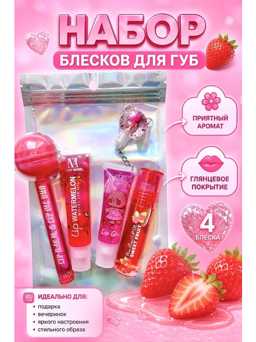 RICH.VIEWW Набор блесков для губ, розовый