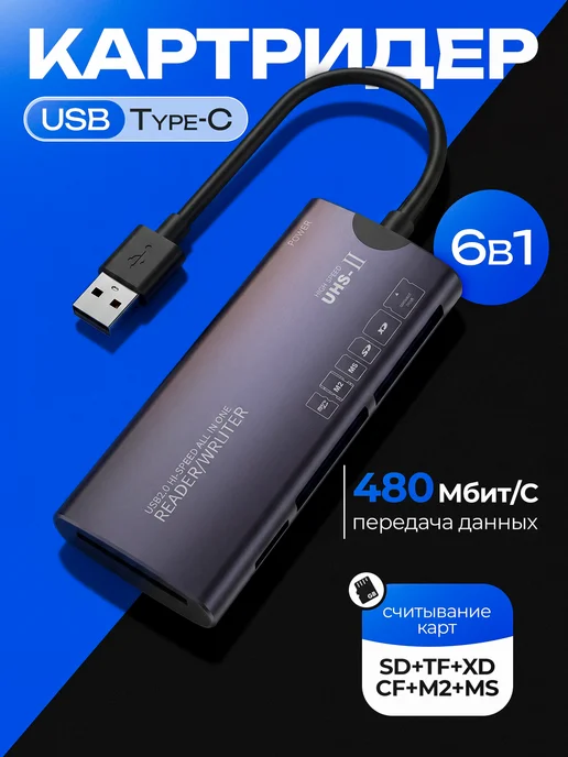 Sales4u Картридер для ноутбука и ПК, черный