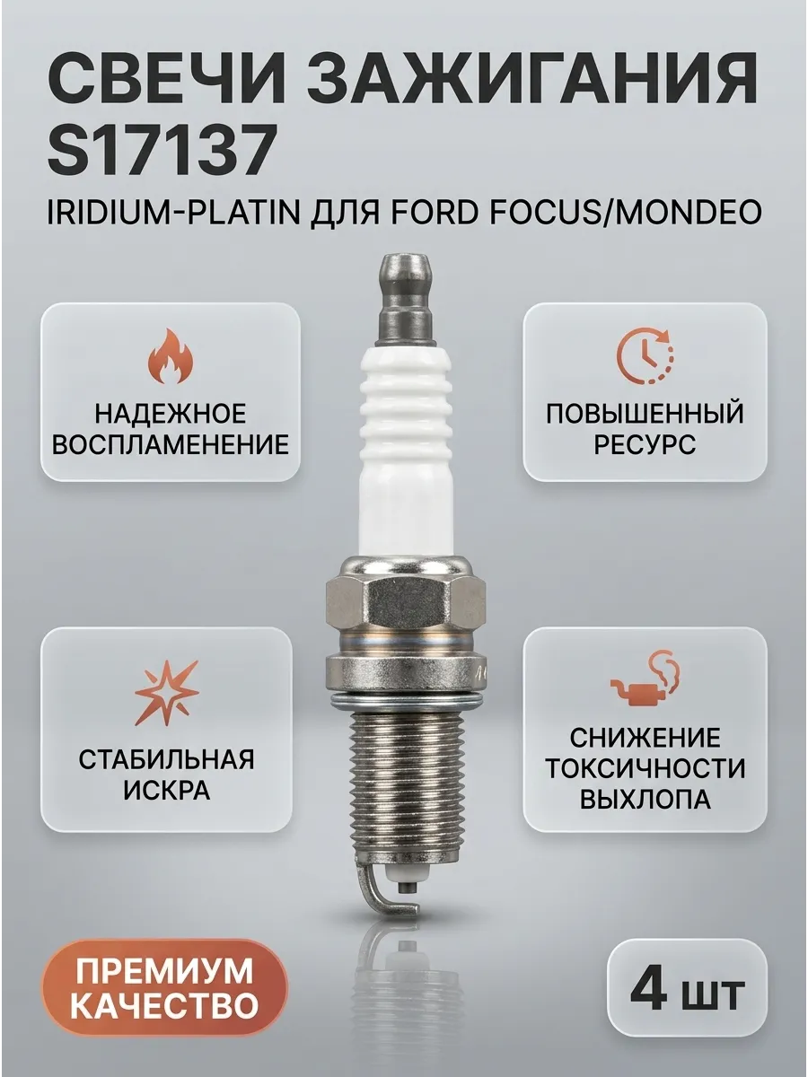 Свечи зажигания Ford Focus 04-12, Mondeo 00- Iridium-platin (в уп. 10шт) Fenox