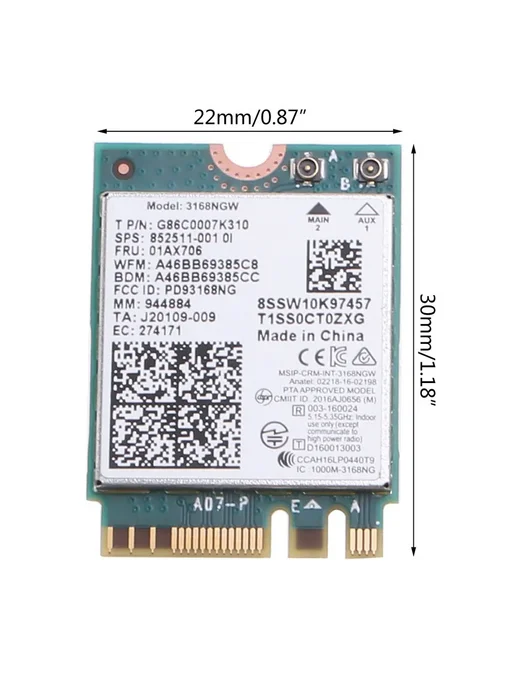 Wi-Fi адаптер Intel 3168NGW 802.11ac AX M.2 NGFF BT 4.2, вариант, фото 4